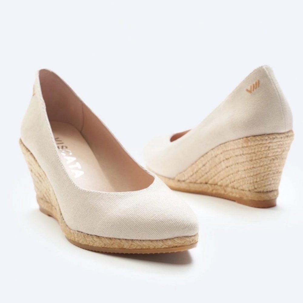 Viscata Roses beige canvas espadrilles sz 8/38